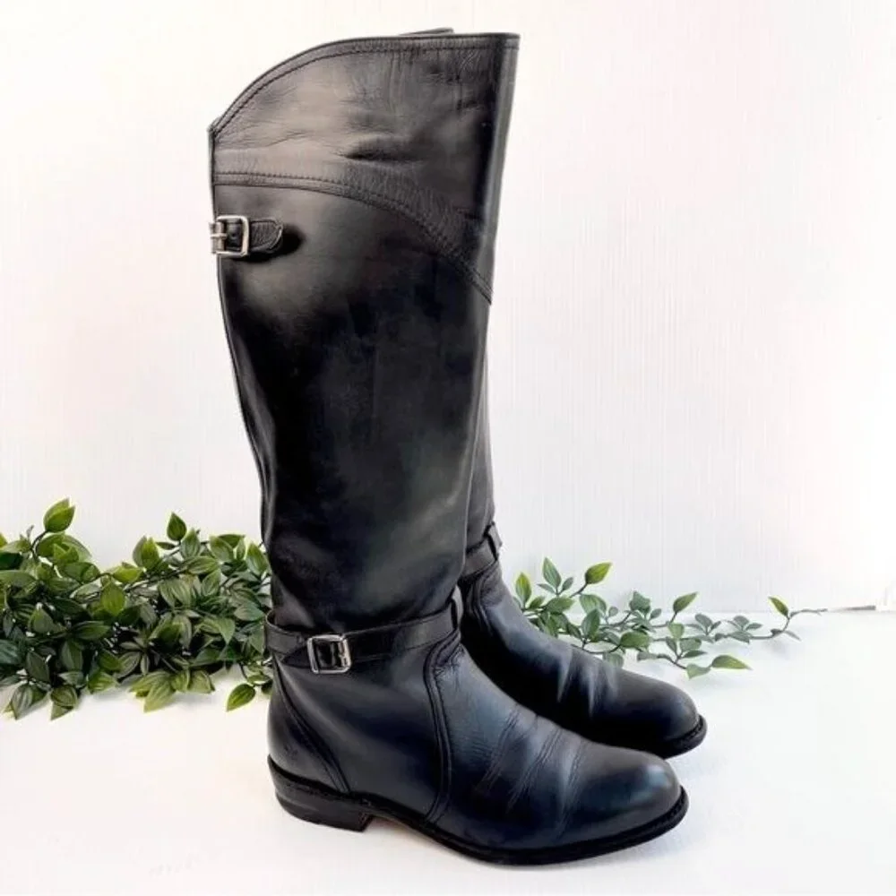 Frye Dorado leather riding boots black color size 6
